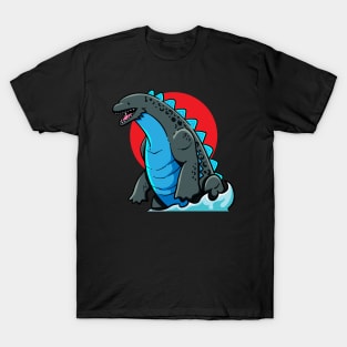 Blue Godzilla with blue flames T-Shirt